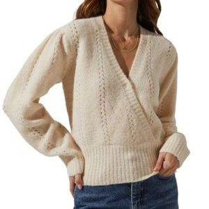 Astr Cream V-Neck Sweater